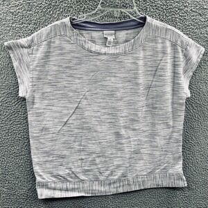 Chicos Womens Minimalist Boxy Top L Lavender Striped Everyday Casual Relaxed